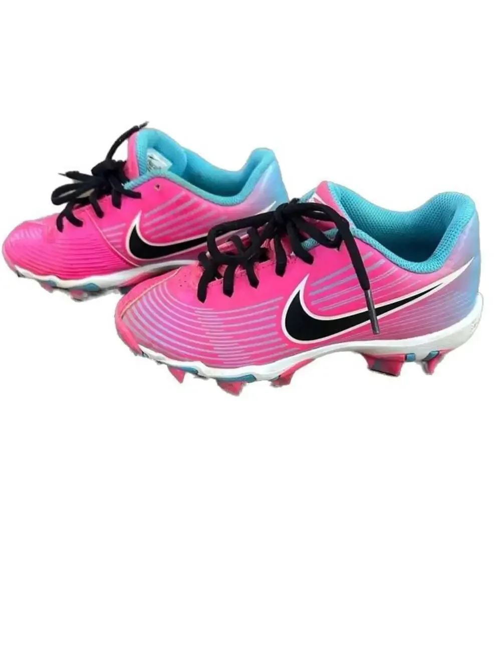 Nike Hyperdiamond 3 Keystone Youth Softball Cleats Pink/Blue Size 1Y